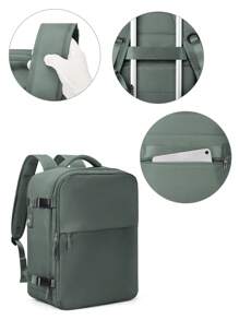 旅行後背包隨身背包行李背包電腦背包超大容量尼龍防水經批准可上飛機設有多個口袋和防盜口袋，適合旅行工作女性男性和學生假日購物行李大手提袋旅行整理袋女士袋子男士禮物戶外禮品，包括干濕分離設計。 - 軍綠色 - 查看 10