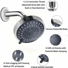 1入組4英寸淋浴花灑噴頭,適用於浴室、酒店、客房 - 黑色 - 查看 7