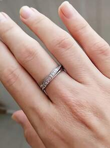 1 PC Simple Cubic Zirconia Ring For Women For Wedding Engagement Anniversary Party Band Jewelry Valentine's Day Gift,Mom,Mother,Mother's Day,Gift