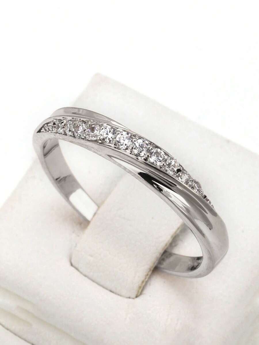 1 PC Simple Cubic Zirconia Ring For Women For Wedding Engagement Anniversary Party Band Jewelry Valentine's Day Gift,Mom,Mother,Mother's Day,Gift