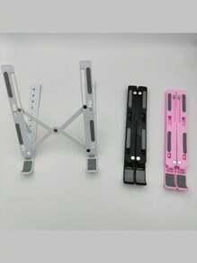 1pc White Laptop Stand Foldable Adjustable Portable Desktop Vertical Stand Suspension Bracket With Cooling Function - White - View 4