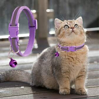 Adjustable Reflective Pet Collar For Safer Outdoors, Features Detachable Bell