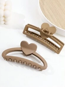 2入組超級巨型心形髮夾,5.12英寸/13厘米,時尚空心設計,適用於居家和旅行使用