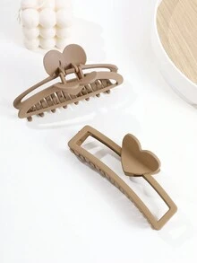 2入組超級巨型心形髮夾,5.12英寸/13厘米,時尚空心設計,適用於居家和旅行使用