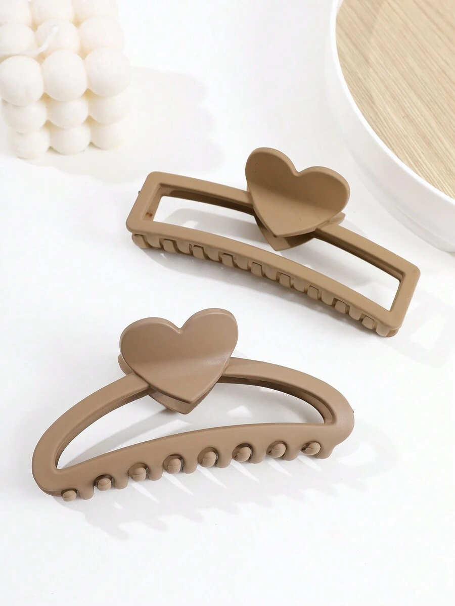 2入組超級巨型心形髮夾,5.12英寸/13厘米,時尚空心設計,適用於居家和旅行使用