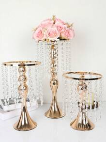 1pc Gold Color Vase With Artificial Flowers, Centerpiece Decor For Outdoor Wedding