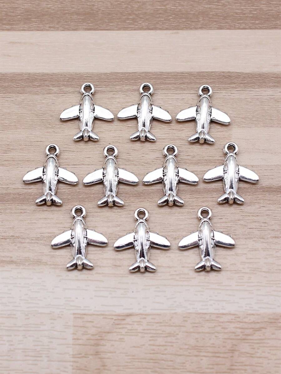 每袋10入15x13mm（0.59x0.51英寸）古銀色航空器飛機空中客車吊墜,用於diy珠寶製作 - 古銀色-10pcs - 查看 1