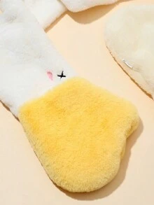 1 Miếng Của phụ nữ Mùa Đông Chống gió & Ấm áp Vịt con Hoạt hình Khăn quàng cổ Mũ Găng tay 3 trong 1 - trắng - Xem 3