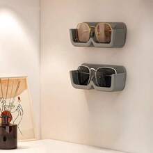 【1 件】壁掛式眼鏡收納盒,無需鑽孔,裝飾展示眼鏡、太陽眼鏡、壁架,外觀高級 - 灰色 - 查看 2