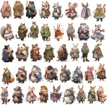 50張卡通冬季動物塗鴉貼紙,個性化裝飾吉他筆記型電腦行李箱diy防水貼紙