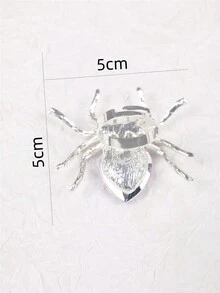 1pc Gothic Style Silver & Pink Rhinestone Spider Ring For Women's Halloween Party, Unique Open Design - Hot Pink - View 7