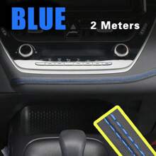 2米通用汽車裝飾線pu皮革編織裝飾線適用於汽車儀表板/中控臺面板內飾縫隙diy汽車內飾配件 - 藍色 - 查看 12