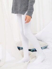 2条女童/幼儿纯色踩脚裤/打底裤，白色、卡其色、肤色、浅棕色，表面光滑柔软，亲肤舒适，适合上学穿着，公主风，四季皆宜，百搭，户外修身裤，返校季必备 - 彩色 - 查看 2