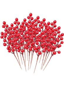 50/30/5/10 件圣诞红色浆果茎人造圣诞饰品，适用于圣诞树装饰品、DIY 圣诞花环、工艺品、节日和家居装饰