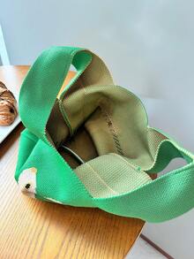 新款個性化糖果色編織袋系列，附可拆卸肩帶。這些肩背包適合休閒和日常使用，適用於戶外旅行和購物等場合。其獨特時尚的設計圖案，輕便簡約的手提袋尤其可愛受歡迎，非常適合日常穿著。靈感來自韓國風格，這款多功能手提袋非常適合休閒穿搭。 - 綠色 - 查看 6