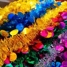 Escarcha Decorativa Navideña Para Casa Paquete Con 3, 6 o 12 Piezas De 2 m Cada Una Modelos de Perlas Brillantes - Verde - Ver 2