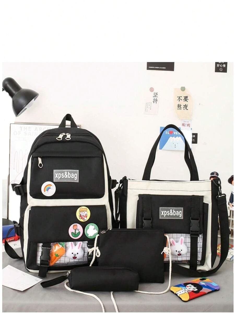 Backpack School And Modern Travel Bag Set 4 Pieces YUQING - Black - View 1