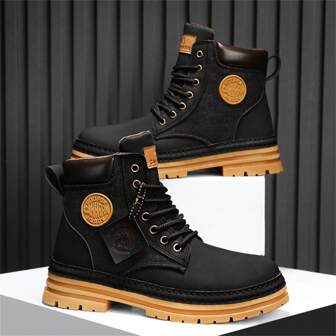 Wear With Hoodies, Couple's High-Top Boots For Men, Cargo, Motorcycle, Height-Increasing Boots, Men's Shoes, Men's Boots