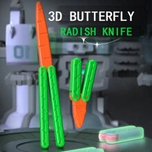 Butterfly Knife Carrot Knife Folding Knife Decompression Toy Flip Training Children Carrot Knife 3d Printed Luminous Knife Fingertip Toy Butterfly Fingertip Knife Toy Plastic Edc Fingertip Toy Sensory Toy Anxiety Relief Toy Very Suitable For Adhd Adhd Christmas Games Party Games - Blue - View 6