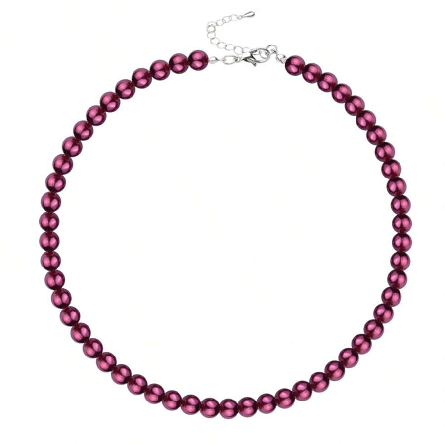 1 Miếng Ngọc trai Giả Buổi tiệc Xương quai xanh Dây chuyền Đối với Đầm dạ hội , Ánh sáng sang trọng Đồ trang sức Và Phụ kiện , Retro Ngắn Trân châu Dây chuyền - Đỏ - Xem 1