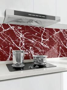 件紅色大理石圖案廚房防水防油光面自黏抽屜和家居保護膜，桌面和爐灶面和防潮自黏翻新膜，大理石圖案壁紙 - 紅色 - 查看 6