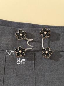 1 件女式可調式黑色裙子/褲子腰扣,帶有金屬別緻裝飾,防止輕盈,適合日常休閒,送給朋友的完美聖誕禮物 - 黑色 - 查看 3