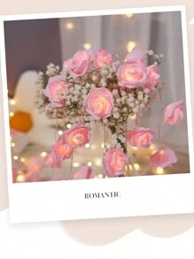 1pc Plastic Led String Light, Romantic Flower Decor Extendable Decorative Light For Party