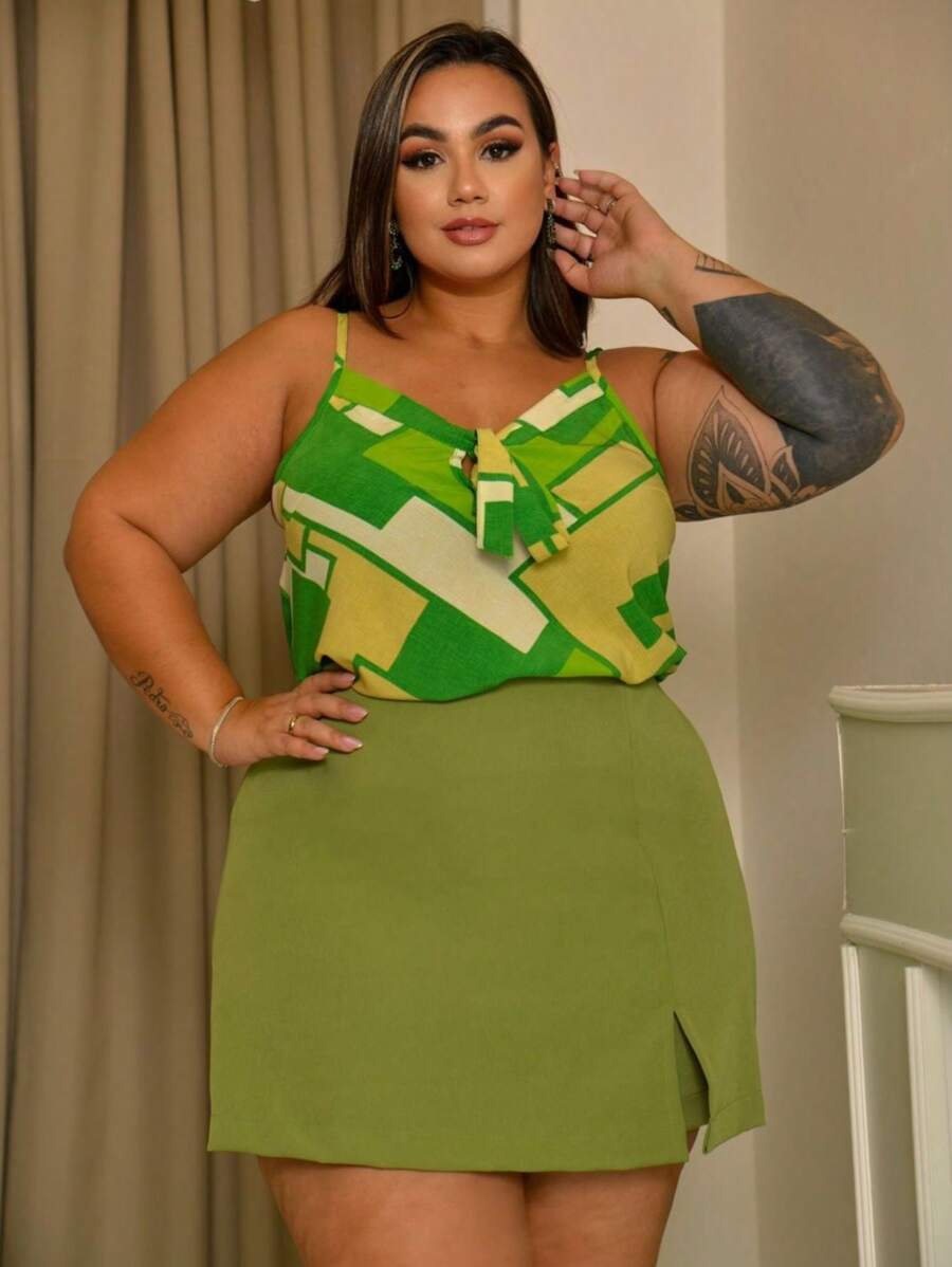 Plus Size Shorts - Mint Green - View 1