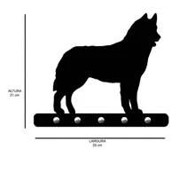 Porta Chaves de Parede 6mm Decorativo em MDF Husky Siberiano - Preto - Visão 2