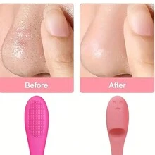 1PC Face Silicone Brush Cleaning Tool Nose Cleaning Blackhead Remover Makeup Brush (Blue) - Blue - View 4