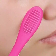 1PC Face Silicone Brush Cleaning Tool Nose Cleaning Blackhead Remover Makeup Brush (Blue) - Blue - View 3