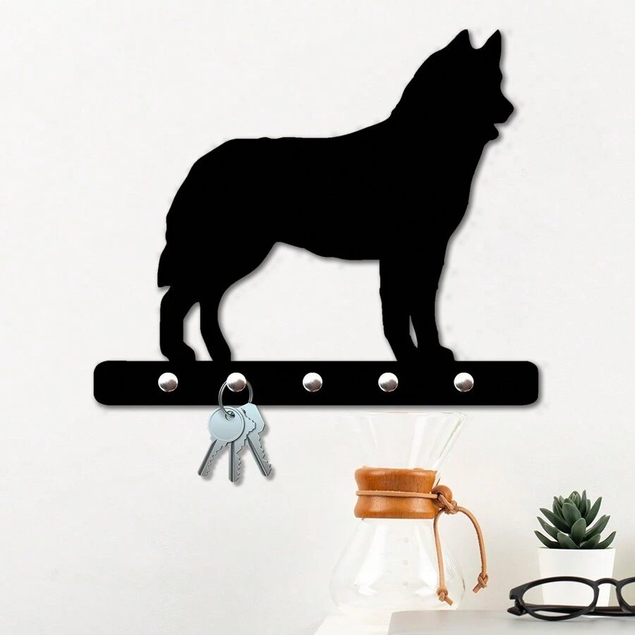 Porta Chaves de Parede 6mm Decorativo em MDF Husky Siberiano - Preto - Visão 1