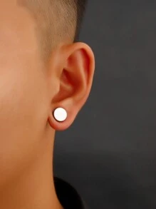 1 件簡約時尚男士不銹鋼磁性耳環 - 彩色 - 查看 3