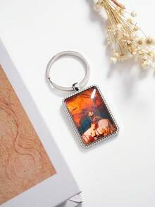 1個西部牛仔風格印花玻璃鑰匙扣吊飾,男女包飾 - 彩色 - 查看 3