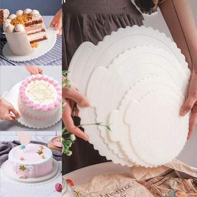 1 件 4/6/8/10/12 英寸可重复使用塑料蛋糕底座用于蛋糕甜点托盘光滑清洁生日慕斯金卡垫圆形家庭烘焙派对装饰厨房小工具超市展示加厚圆形纸板垫片底垫食物