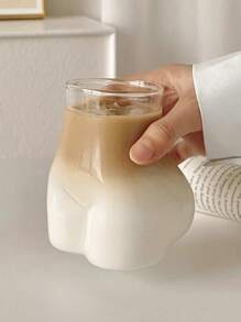 1只創意設計有趣的玻璃杯,透明冰紅茶杯,適用於家庭或作為送禮給朋友的禮物 - 杏色 - 查看 5