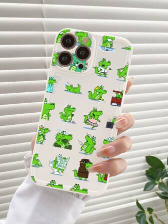 1pc Multicolor Anti-Drop Camera Frame Crocodile Painted Phone Case Compatible With Apple Phone