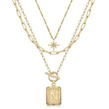 3pcs Women's Eight-Pointed Star Multi-Layered Letter Detail Elegant Necklace Set - Fashionable & Versatile Ladies' Jewelry Gift - Golden three-piece set - View 5