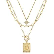 3pcs Women's Eight-Pointed Star Multi-Layered Letter Detail Elegant Necklace Set - Fashionable & Versatile Ladies' Jewelry Gift - Golden three-piece set - View 6