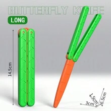 Butterfly Knife Carrot Knife Folding Knife Decompression Toy Flip Training Children Carrot Knife 3d Printed Luminous Knife Fingertip Toy Butterfly Fingertip Knife Toy Plastic Edc Fingertip Toy Sensory Toy Anxiety Relief Toy Very Suitable For Adhd Adhd Christmas Games Party Games - Blue - View 4