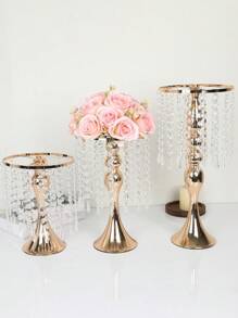 1pc Gold Color Vase With Artificial Flowers, Centerpiece Decor For Outdoor Wedding