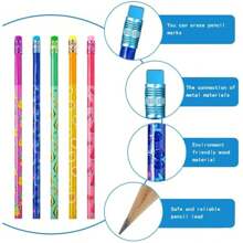 20入組帶橡膠頂的木製鉛筆,學校用品,學生獎勵禮品,派對用品