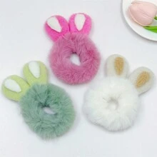 3 件裝超可愛卡通毛絨兔耳髮帶適合女士髮型,甜美可愛的裝飾