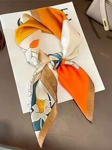 1pc 70*70cm Fashionable Ladies' Outdoor Sun Protection Shawl, Thin Silk Scarf For All Seasons. Classic Grass, Maple Leaves, Beautiful Women, Flower Patterns In Colorful, Black, Burgundy, Grey, Yellow, Orange, Beige And Apricot Square Scarf For Women