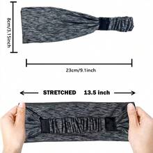 女士/男士头带 吸汗带和运动头带 吸湿排汗健身吸汗带 适用于跑步、交叉训练、瑜伽和自行车 头盔友好型大发带 非洲头巾 头巾 - 深灰色 - 查看 3