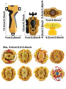 Beys Metal Blay Blade Toys Set 8Pcs Evolution Gold Gyro With Ruler Launcher Storage Box Christmas Gift,Beyblades,Games,Bey Blade - Gold - View 8
