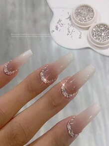 2 Boxes Mini Mixed Shape Rhinestones & Steel Beads & Flatback Crystals Nail Art Decorations With Storage Box DIY Nail Charms Nail Gems Nail Supplies