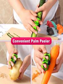 1pc Finger Vegetable Peeler, Creative Stainless Steel Peeler, Hand-Held Peeler For Pumpkin, Carrot, Cucumber And Potato, Comfortable Rubber Finger For Kitchen, Small Kitchen Tool And Accessory, Great Gift For Father's Day, Mother's Day, Christmas, Thanksgiving, Halloween, Valentine's Day - Green - View 4