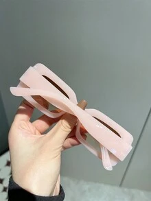1 Pair Square Shaped Fashion Glasses For Outdoor Street Photography - Pink - View 3