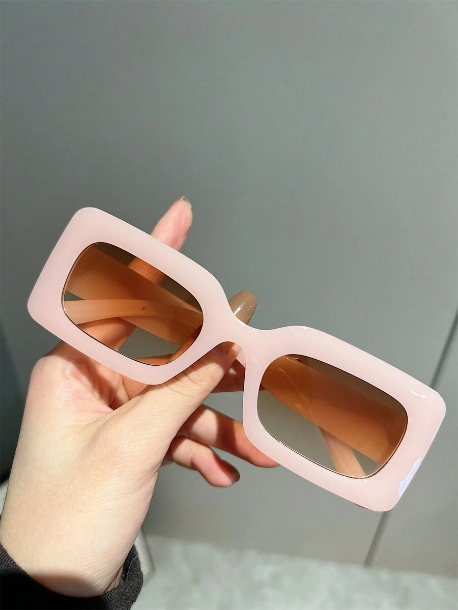 1 Pair Square Shaped Fashion Glasses For Outdoor Street Photography - Pink - View 1